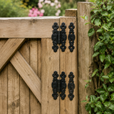 Black Fleur De Lys Hinges – Wrought Cast Iron Tudor Snake Style Door & Cupboard Decorative Hinges