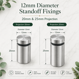 Stainless Steel Standoff Fixings – 12mm x 20mm & 12mm x 25mm Sign Mounts, Spacers & Display Bolts for Signs, Panels & Plaques