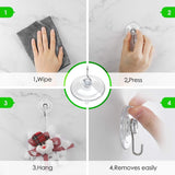 Clear Suction Hooks with Steel Hook – 19mm, 25mm, 32mm, 45mm & 50mm – Strong Window & Tile Suction Cup Hangers