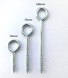 Vine Eyes – 50mm, 75mm, 100mm Screw-In Hooks for Wire, Fencing, Garden Trellis & Wall Fixings