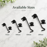 Black Wire Cabin Hooks – Door, Gate & Window Latches – Sizes 75mm, 100mm, 150mm, 200mm