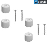 Door Stops – Small 28mm (1.1/8") Black & White Pack of 4 with Fixings – Wall & Skirting Mounted Door Stoppers