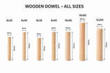 Wooden Dowel Pins Fluted Timber Dowels – Wood Joining Pegs for Furniture, Cabinet Making & DIY Woodworking – Multiple Sizes