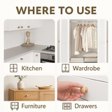 Pine Wood Cabinet Knobs with Insert & Screw – 30mm, 35mm, 40mm, 50mm Furniture Drawer & Door Handles