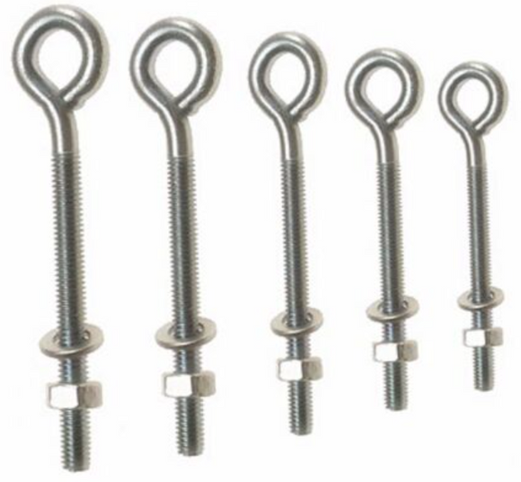Heavy Duty BZP Eye Bolts – Bright Zinc Plated Steel – Sizes M6, M8, M10 (100mm–250mm)