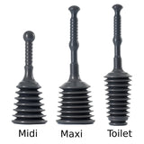 Heavy Duty Drain Plunger – Sink, Bath, Toilet Unblocker – Midi, Maxi & Toilet Sizes for Bathroom & Kitchen Use