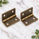 Mini Bronze Cabinet Hinges  – Pair of Decorative Miniature Hinges for Small Boxes, Drawers, Craft Projects (18mm x 16mm)