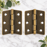 Mini Bronze Cabinet Hinges  – Pair of Decorative Miniature Hinges for Small Boxes, Drawers, Craft Projects (18mm x 16mm)