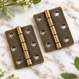 Mini Bronze Cabinet Hinges  – Pair of Decorative Miniature Hinges for Small Boxes, Drawers, Craft Projects (18mm x 16mm)