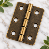 Mini Bronze Cabinet Hinges  – Pair of Decorative Miniature Hinges for Small Boxes, Drawers, Craft Projects (18mm x 16mm)