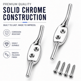 Polished Chrome Cleat Hooks Roman Blind Tie Back Hooks – Chrome Cord Hooks for Curtains, Blinds & Washing Line Tie Downs – Pack of 2