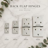 Back Flap Hinges – 25mm, 38mm, 50mm, 65mm – Heavy-Duty Hinges for Doors, Cabinets, and Furniture