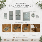 Back Flap Hinges – 25mm, 38mm, 50mm, 65mm – Heavy-Duty Hinges for Doors, Cabinets, and Furniture