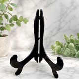 Black Plastic Easel Plate Display Stand – Decorative Holder for Plates, Pictures, Albums, Collectibles & Art – 3 Size Options
