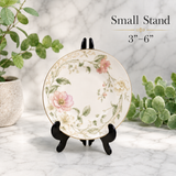 Black Plastic Easel Plate Display Stand – Decorative Holder for Plates, Pictures, Albums, Collectibles & Art – 3 Size Options