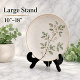 Black Plastic Easel Plate Display Stand – Decorative Holder for Plates, Pictures, Albums, Collectibles & Art – 3 Size Options