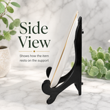 Black Plastic Easel Plate Display Stand – Decorative Holder for Plates, Pictures, Albums, Collectibles & Art – 3 Size Options