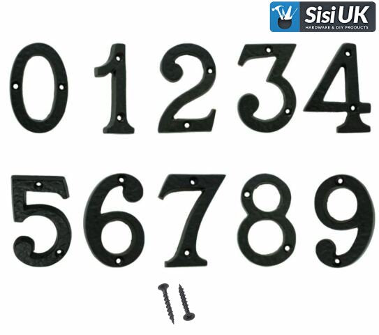Antique Black Door Numbers & Letters 3" (75mm) – Vintage House, Flat, Apartment & Shop Address Sign Characters