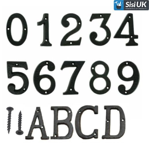 Antique Black Door Numbers & Letters 3" (75mm) – Vintage House, Flat, Apartment & Shop Address Sign Characters