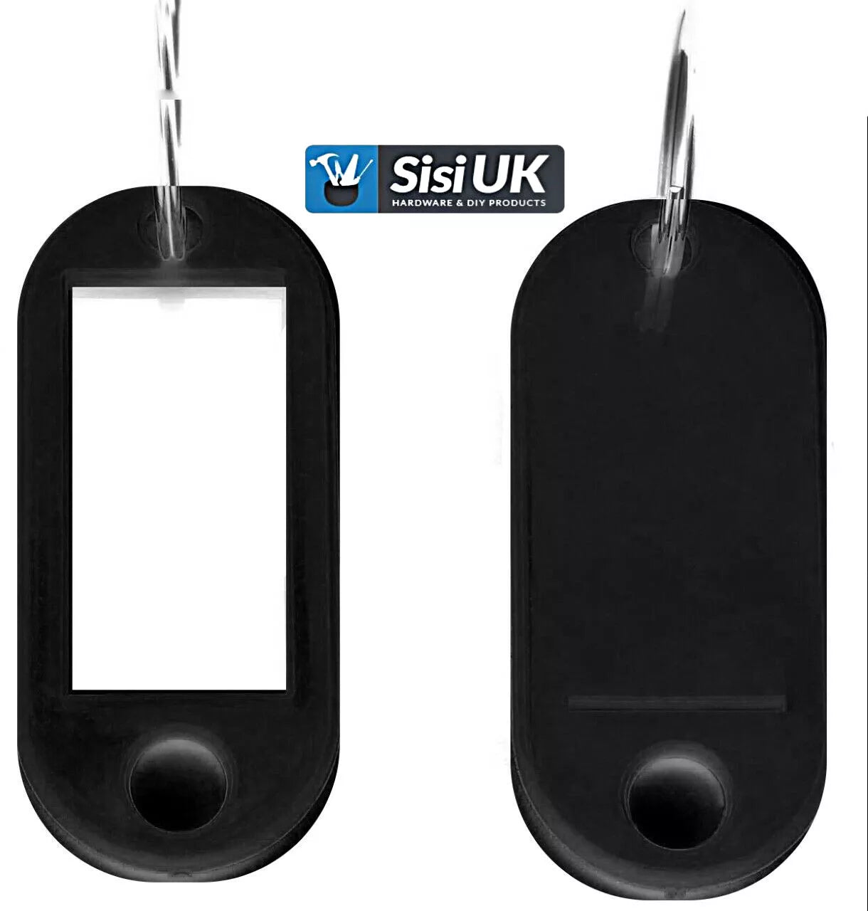 Plastic Key Tags with Label Window & Split Ring – ID Key Fobs for Keys & Luggage – Assorted Colours (Black, White, Blue, Red, Orange, Purple, Yellow, Light Green, Mixed Pack)