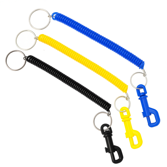 Spiral Key Chain – Retractable Coil Spring Keyring with Clip & Split Ring – Stretchy Wrist Key Holder for Keys, ID Cards & Outdoor Use