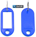 Plastic Key Tags with Label Window & Split Ring – ID Key Fobs for Keys & Luggage – Assorted Colours (Black, White, Blue, Red, Orange, Purple, Yellow, Light Green, Mixed Pack)