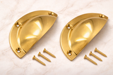 Polished Brass / Chrome 85mm Door Cabinet Cup Shell for Pull Handle Kitchen Cupboard Bin Cup Handles Cup Pulls Drawer Handles Shell Cup Pull Handles for Cabinets Pack of 2.