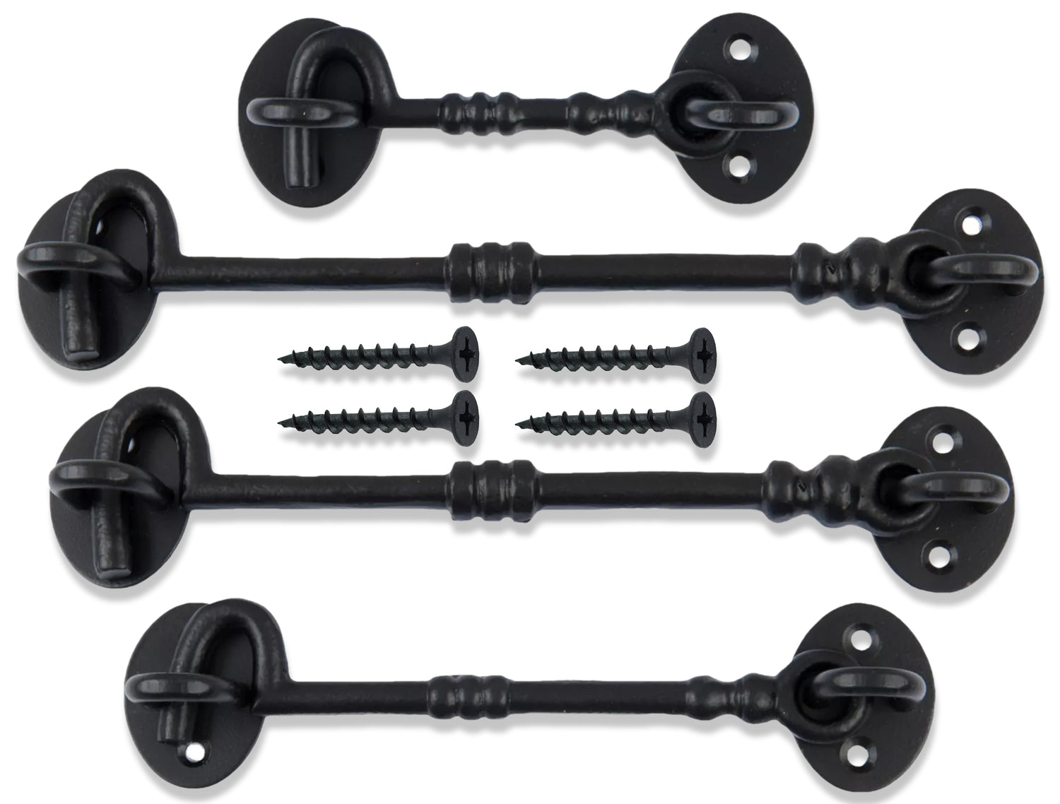 Cabin Hook Twisted Chain Hook Black Ironmongery - Decorative  for Gates, Doors, Sheds (75mm, 100mm, 150mm)