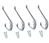 Hat & Coat Hooks Metal Tall Double – Door & Wall Mounted Robe Hanger – Polished Chrome, Brass, Satin Chrome, Matt Black, White