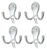 Double Robe Hook Wall Mounted – Polished Chrome, Brass, Satin, Black – Metal Coat Hooks with Matching Screws