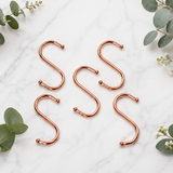 Copper Ball End S Hooks – Kitchen & Bathroom Storage Hangers for Pans, Utensils, Towels, Mugs, Rails and Racks