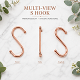 Copper Ball End S Hooks – Kitchen & Bathroom Storage Hangers for Pans, Utensils, Towels, Mugs, Rails and Racks