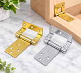 10 x Cranked Flush Hinge – Electro Brass & Bright Zinc Plated Cabinet Hinge
