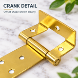 10 x Cranked Flush Hinge – Electro Brass & Bright Zinc Plated Cabinet Hinge