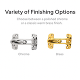 Locking Door Chain – Chrome or Electro Brass – Security Door Chain with Slide Lock for Wooden Internal & External Doors