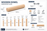 Wooden Dowel Pins Fluted Timber Dowels – Wood Joining Pegs for Furniture, Cabinet Making & DIY Woodworking – Multiple Sizes