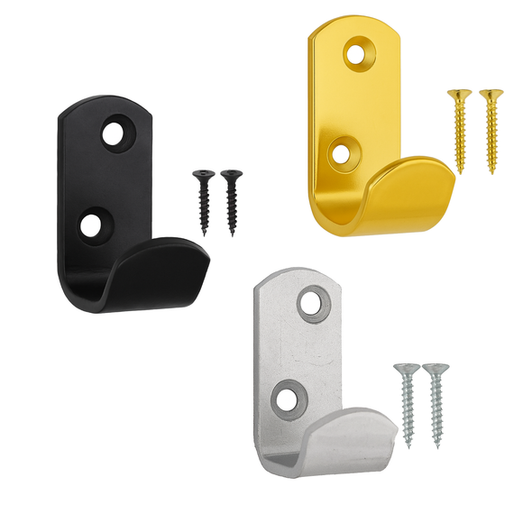Wardrobe Hooks Heavy Duty Wall & Door Mounted Hook for Coats, Robes, Towels & Bags with Matching Screws