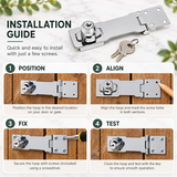 Hasp & Staple Locking Polished Chrome – 75mm & 115mm Heavy Duty Security Latch for Shed, Gate, Door, Cupboard