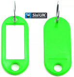 Plastic Key Tags with Label Window & Split Ring – ID Key Fobs for Keys & Luggage – Assorted Colours (Black, White, Blue, Red, Orange, Purple, Yellow, Light Green, Mixed Pack)