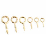 Steel Screw Eye EB Hooks – 12mm to 75mm – Brass Plated Fixings for Hanging, Craft, Wire & Light DIY Applications