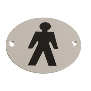 Disc Screen Printed Door Sign – Male, Female, Unisex, Disabled – Satin Aluminium Finish – 76mm Round