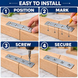 Flat Metal Brackets Joining Mending Plates– 75mm to 150mm Sizes for Furniture, Shelving & DIY Repairs