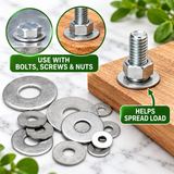 Metal Repair Washers – Bright Zinc Plated (BZP) Heavy Duty Flat Washers for Bolts & Screws – Multiple Sizes Available