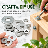 Metal Repair Washers – Bright Zinc Plated (BZP) Heavy Duty Flat Washers for Bolts & Screws – Multiple Sizes Available