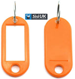 Plastic Key Tags with Label Window & Split Ring – ID Key Fobs for Keys & Luggage – Assorted Colours (Black, White, Blue, Red, Orange, Purple, Yellow, Light Green, Mixed Pack)