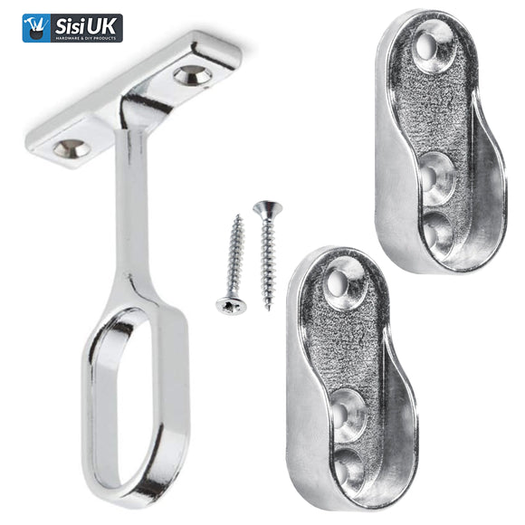 Oval Wardrobe Rail 30x15mm – Chrome Tube Bar with Fittings – Sisi (UK) Ltd