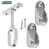 Wardrobe Pole Hanging Rail – Oval 30x15mm Chrome Tube Bar with Fittings – Heavy Duty Clothes Rail for Wardrobes & Storage Units