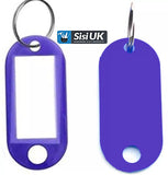 Plastic Key Tags with Label Window & Split Ring – ID Key Fobs for Keys & Luggage – Assorted Colours (Black, White, Blue, Red, Orange, Purple, Yellow, Light Green, Mixed Pack)