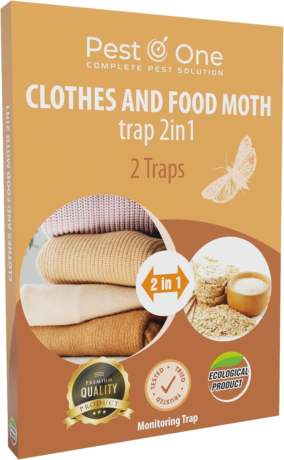 Clothes/Capret and Pantry Moth Monitoring Trap Non-Toxic Pheromone Moth Sticky Trap Odourless for Wardrobe and Cupboard Easy Set-Up Long-Lasting (8-12 Weeks)