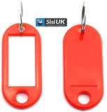 Plastic Key Tags with Label Window & Split Ring – ID Key Fobs for Keys & Luggage – Assorted Colours (Black, White, Blue, Red, Orange, Purple, Yellow, Light Green, Mixed Pack)